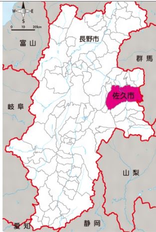 長野県佐久市の位置図